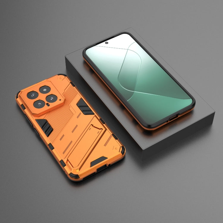 For Xiaomi 14 5G Punk Armor 2 in 1 PC + TPU Phone Case with Holder(Orange) - 14 Cases by PMC TechLife | Online Shopping South Africa | PMC TechLife