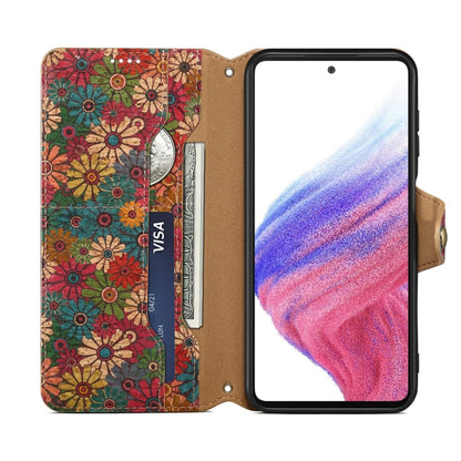 For Samsung Galaxy S24 5G Denior Flower Language Series Cork Fabric Oil Edge Leather Phone Case(Spring) - Galaxy S24 5G Cases by Denior | Online Shopping South Africa | PMC Jewellery | Buy Now Pay Later Mobicred