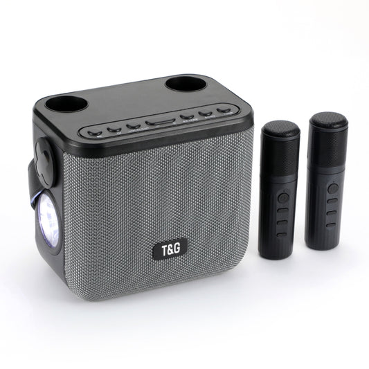 T&G TG545DK Home Handheld Dual-microphone KTV Wireless Bluetooth Speaker with Flashlight(Grey) - Desktop Speaker by T&G | Online Shopping South Africa | PMC Jewellery | Buy Now Pay Later Mobicred