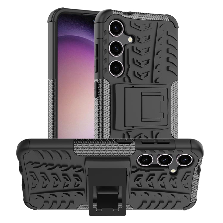 For Samsung Galaxy S24 5G Tire Texture TPU + PC Phone Case with Holder(Black) - Galaxy S24 5G Cases by PMC Jewellery | Online Shopping South Africa | PMC Jewellery