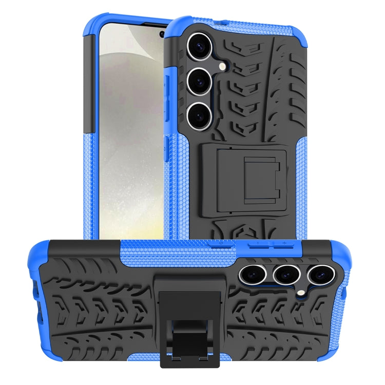 For Samsung Galaxy S24+ Tire Texture TPU + PC Phone Case with Holder(Blue) - Galaxy S24+ 5G Cases by PMC Jewellery | Online Shopping South Africa | PMC Jewellery