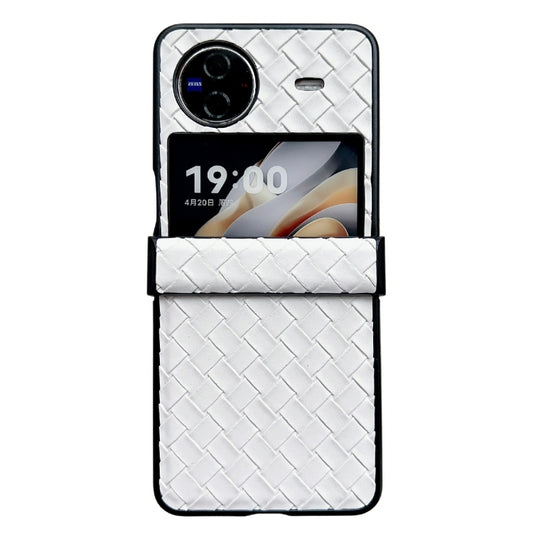 For vivo X Flip Three-piece Set Woven Texture Folding PU Phone Case(White) - vivo Cases by PMC Jewellery | Online Shopping South Africa | PMC Jewellery