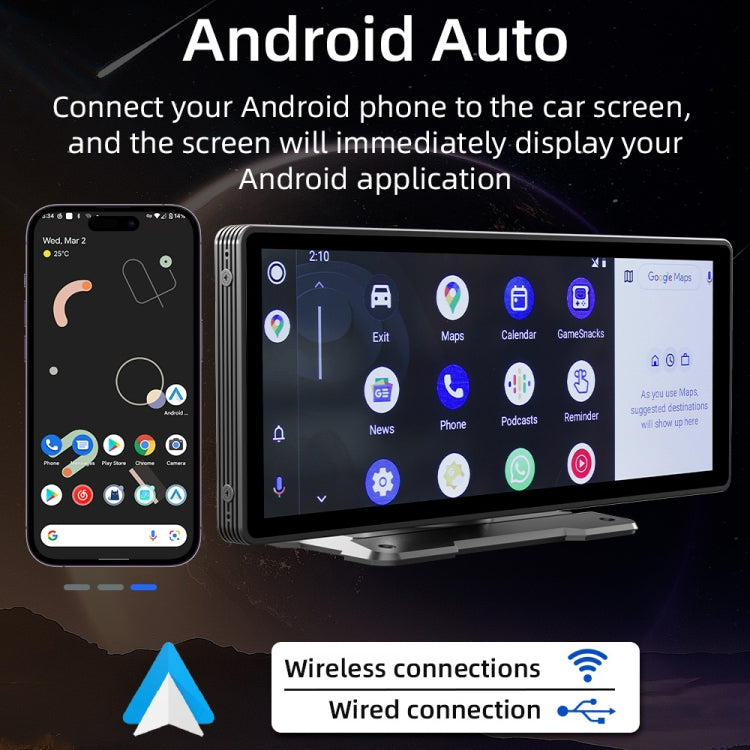 B5303 10.26 inch Portable Car MP5 Player Support CarPlay / Android Auto(Black) - Car MP3 & MP4 & MP5 by PMC Jewellery | Online Shopping South Africa | PMC Jewellery