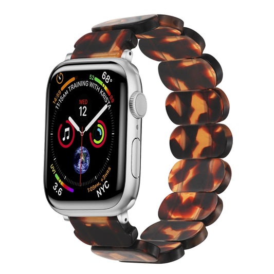 For Apple Watch SE 44mm Stretch Rope Resin Watch Band(Tortoiseshell) - Watch Bands by PMC Jewellery | Online Shopping South Africa | PMC Jewellery