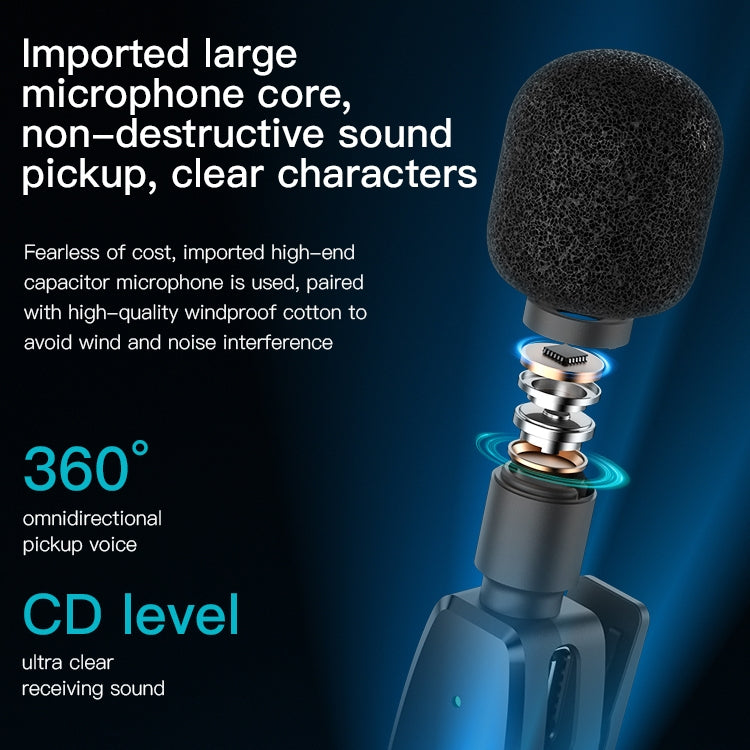YESIDO KR11 Low-latency Wireless Lavalier Microphone with Type-C Receiver(Black) - Microphone by Yesido | Online Shopping South Africa | PMC TechLife | Buy Now Pay Later Mobicred