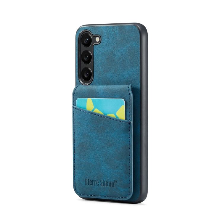 For Samsung Galaxy S24+ 5G Fierre Shann Crazy Horse Card Holder Back Cover PU Phone Case(Blue) - Galaxy S24+ 5G Cases by FIERRE SHANN | Online Shopping South Africa | PMC Jewellery | Buy Now Pay Later Mobicred