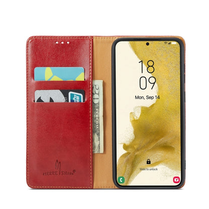 For Samsung Galaxy S24 5G Fierre Shann PU Genuine Leather Texture Phone Case(Red) - Galaxy S24 5G Cases by FIERRE SHANN | Online Shopping South Africa | PMC Jewellery | Buy Now Pay Later Mobicred