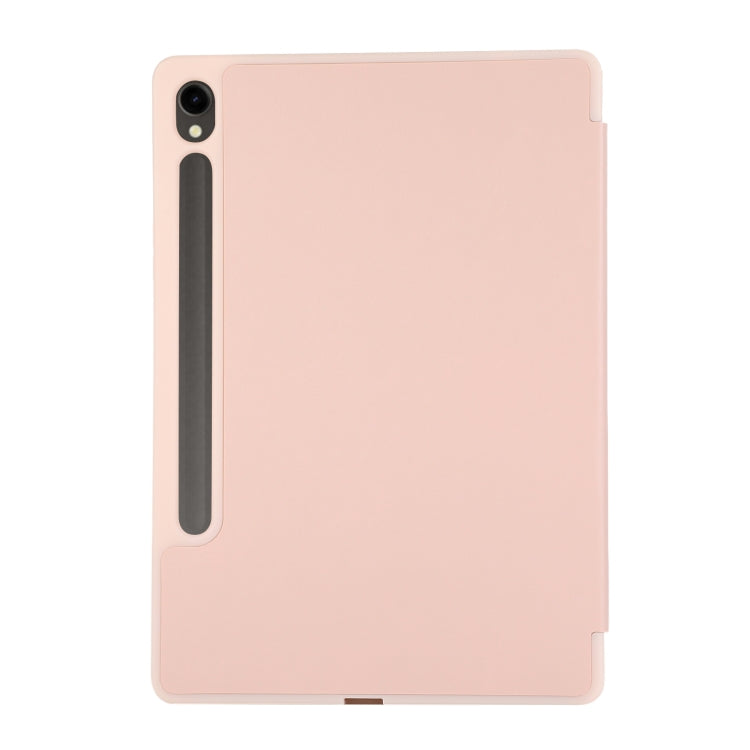 For Samsung Galaxy Tab S9 FE 3-Fold Pure Color TPU Leather Tablet Case with Pen Slot(Pink) - Galaxy Tab S9 FE by PMC Jewellery | Online Shopping South Africa | PMC Jewellery