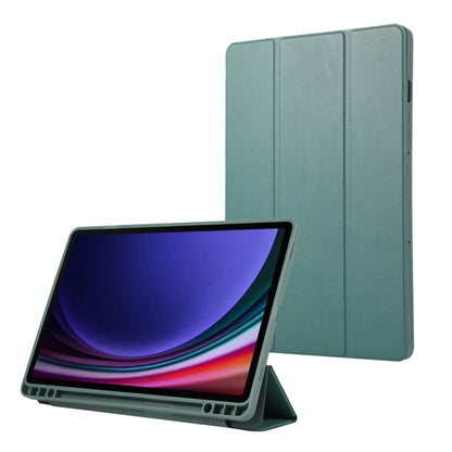 For Samsung Galaxy Tab S9 3-Fold Pure Color TPU Leather Tablet Case with Pen Slot(Dark Green) - Galaxy Tab S9 Cases by PMC Jewellery | Online Shopping South Africa | PMC Jewellery | Buy Now Pay Later Mobicred