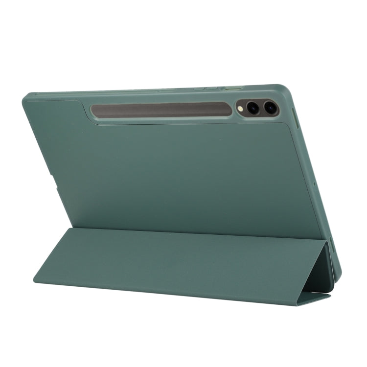 For Samsung Galaxy Tab S9+ / S10+ 3-Fold Pure Color TPU Leather Tablet Case with Pen Slot(Dark Green) - Galaxy Tab S9+ Cases by PMC Jewellery | Online Shopping South Africa | PMC Jewellery | Buy Now Pay Later Mobicred