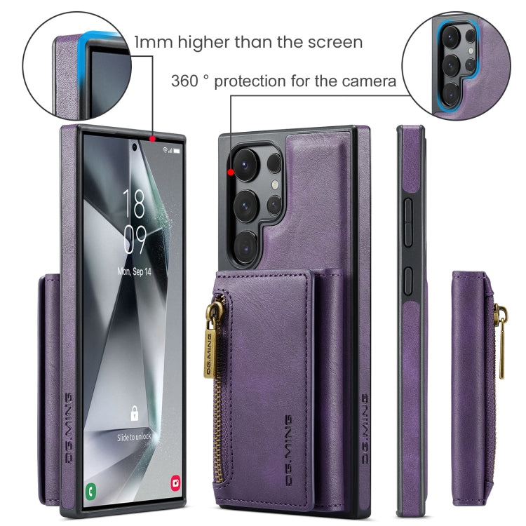 For Samsung Galaxy S24 Ultra 5G DG.MING M5 Series Zip RFID Multi Card Detachable Leather Phone Case(Purple) - Galaxy S24 Ultra 5G Cases by DG.MING | Online Shopping South Africa | PMC Jewellery | Buy Now Pay Later Mobicred