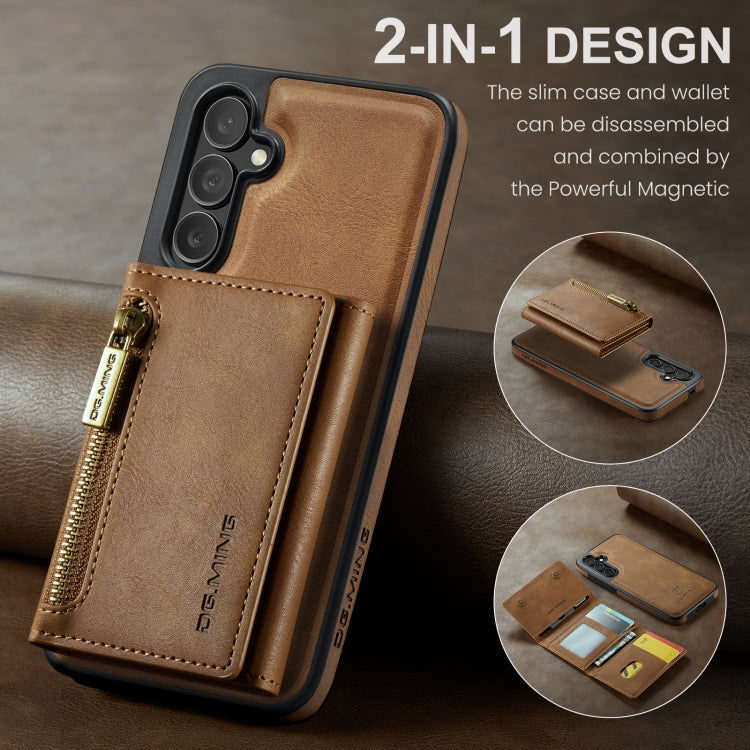 For Samsung Galaxy S24 5G DG.MING M5 Series Zip RFID Multi Card Detachable Leather Phone Case(Brown) - Galaxy S24 5G Cases by DG.MING | Online Shopping South Africa | PMC Jewellery | Buy Now Pay Later Mobicred