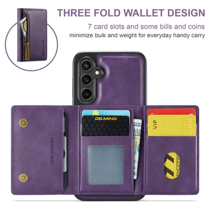 For Samsung Galaxy S24 FE 5G DG.MING M5 Series Zip RFID Multi Card Detachable Leather Phone Case(Purple) - Galaxy S24 FE 5G Cases by DG.MING | Online Shopping South Africa | PMC Jewellery | Buy Now Pay Later Mobicred