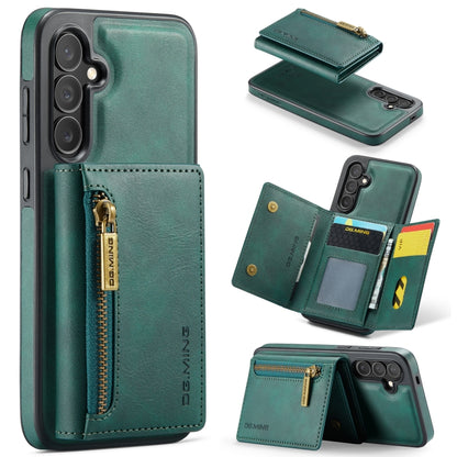 For Samsung Galaxy S24 FE 5G DG.MING M5 Series Zip RFID Multi Card Detachable Leather Phone Case(Green) - Galaxy S24 FE 5G Cases by DG.MING | Online Shopping South Africa | PMC Jewellery | Buy Now Pay Later Mobicred