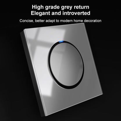 86mm Round LED Tempered Glass Switch Panel, Gray Round Glass, Style:Two Open Dual Control - Switch by PMC Jewellery | Online Shopping South Africa | PMC Jewellery | Buy Now Pay Later Mobicred