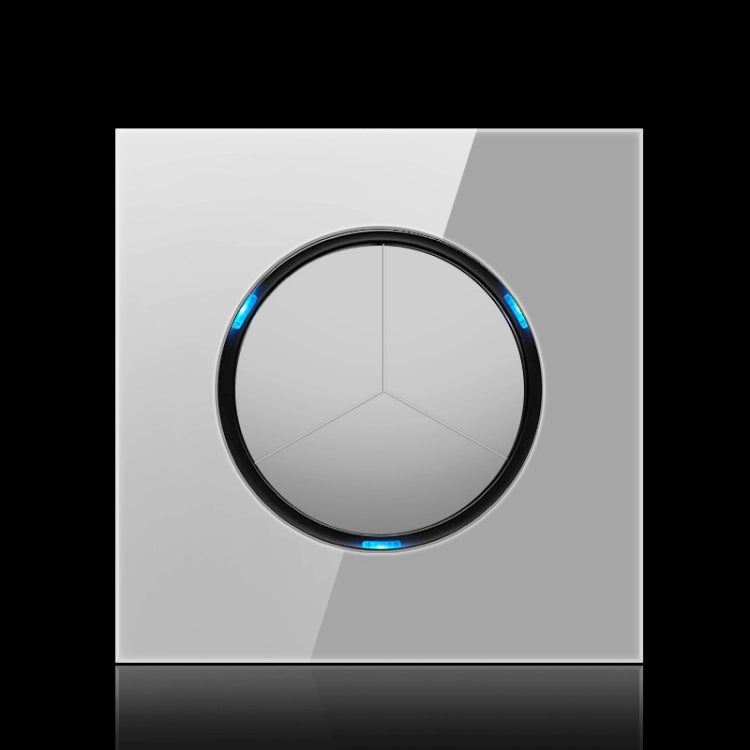 86mm Round LED Tempered Glass Switch Panel, Gray Round Glass, Style:Three Billing Control -  by PMC Jewellery | Online Shopping South Africa | PMC Jewellery | Buy Now Pay Later Mobicred