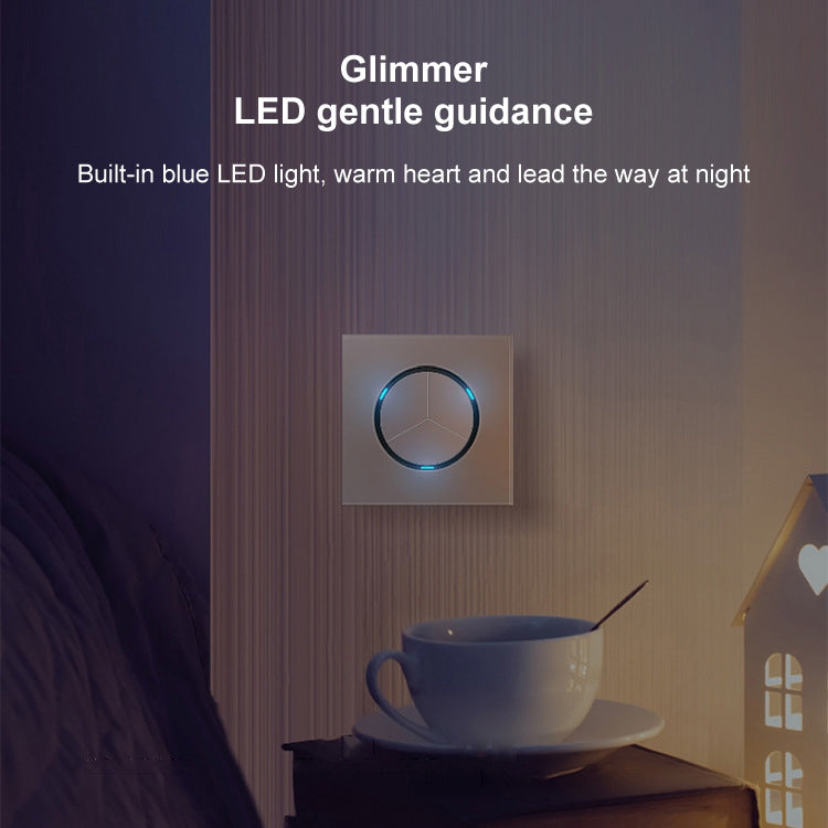 86mm Round LED Tempered Glass Switch Panel, Gray Round Glass, Style:Three Billing Control -  by PMC Jewellery | Online Shopping South Africa | PMC Jewellery | Buy Now Pay Later Mobicred