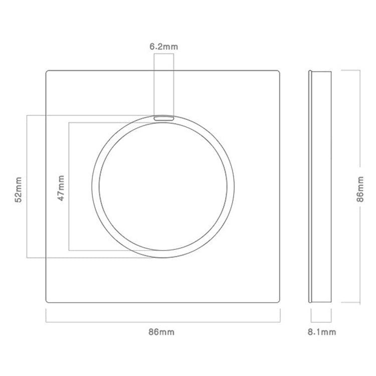 86mm Round LED Tempered Glass Switch Panel, Gray Round Glass, Style:Computer Socket - Switch by PMC Jewellery | Online Shopping South Africa | PMC Jewellery | Buy Now Pay Later Mobicred