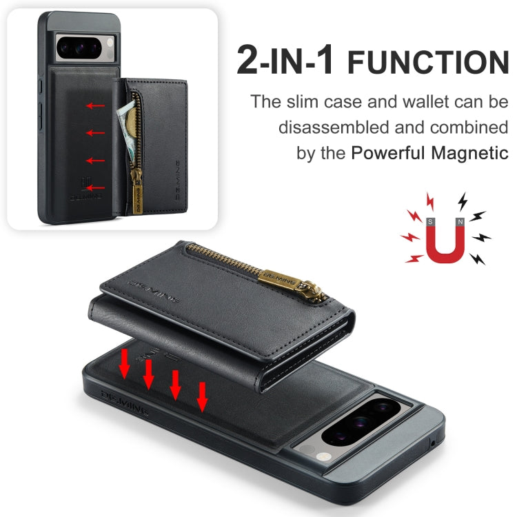 For Google Pixel 8 Pro DG.MING M5 Series Zip RFID Multi Card Detachable Leather Phone Case(Black) - Google Cases by DG.MING | Online Shopping South Africa | PMC TechLife | Buy Now Pay Later Mobicred
