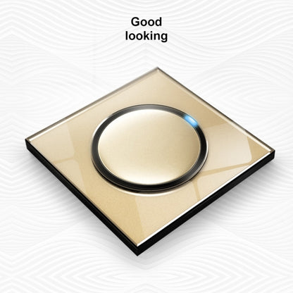 86mm Round LED Tempered Glass Switch Panel, Gold Round Glass, Style:Three Open Dual Control - Switch by PMC Jewellery | Online Shopping South Africa | PMC Jewellery | Buy Now Pay Later Mobicred