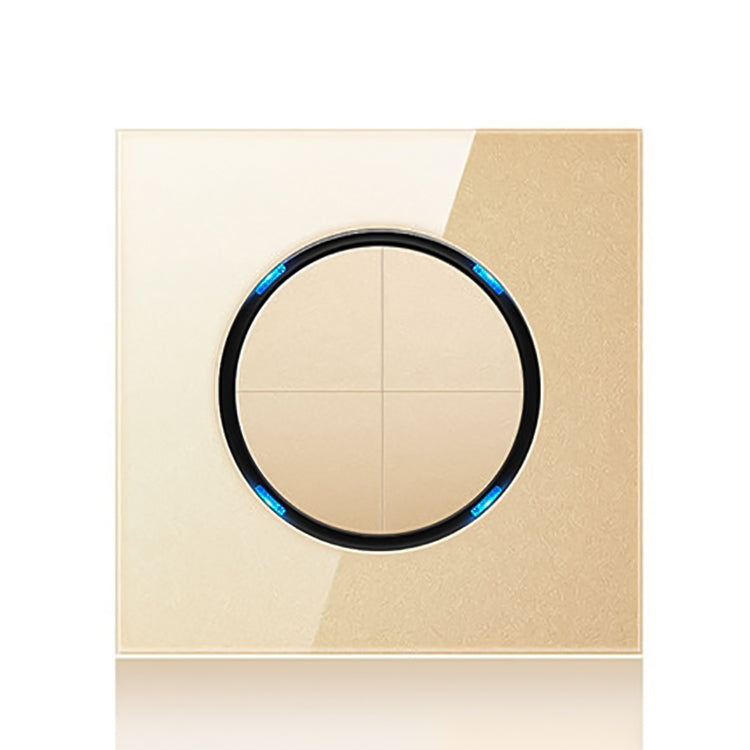 86mm Round LED Tempered Glass Switch Panel, Gold Round Glass, Style:Four Open Dual Control -  by PMC Jewellery | Online Shopping South Africa | PMC Jewellery | Buy Now Pay Later Mobicred