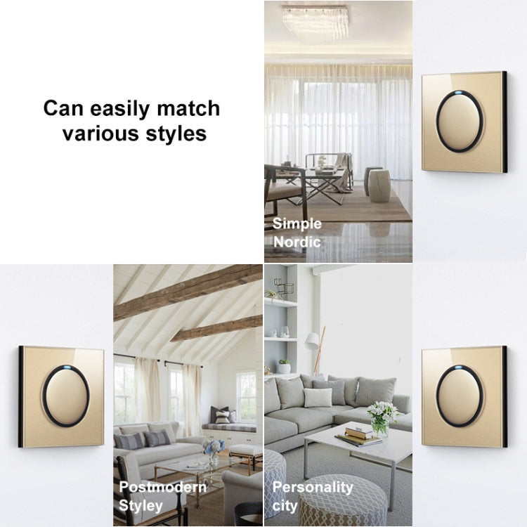 86mm Round LED Tempered Glass Switch Panel, Gold Round Glass, Style:Telephone-TV Socket - Switch by PMC Jewellery | Online Shopping South Africa | PMC Jewellery | Buy Now Pay Later Mobicred