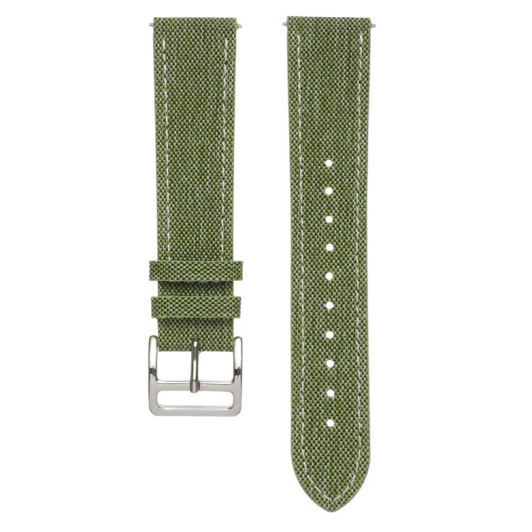 20mm Universal Denim Leather Buckle Watch Band(Grass Green) - 20mm Bands by PMc TechLife | Online Shopping South Africa | PMc TechLife | Buy Now Pay Later Mobicred