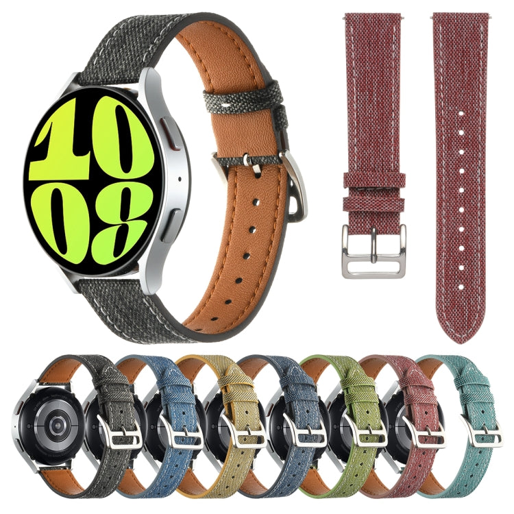 20mm Universal Denim Leather Buckle Watch Band(Grass Green) - 20mm Bands by PMc TechLife | Online Shopping South Africa | PMc TechLife | Buy Now Pay Later Mobicred