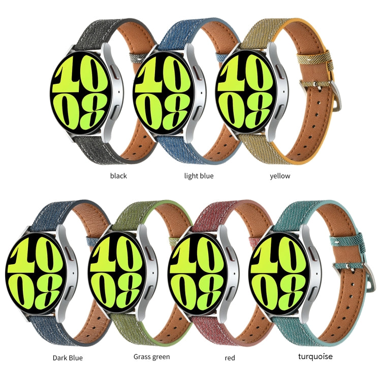 20mm Universal Denim Leather Buckle Watch Band(Grass Green) - 20mm Bands by PMc TechLife | Online Shopping South Africa | PMc TechLife | Buy Now Pay Later Mobicred