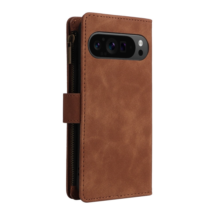 For Google Pixel 9 Pro Multifunctional Multi-Card Wallet Phone Leather Case(Brown) - Google Cases by PMC Jewellery | Online Shopping South Africa | PMC Jewellery | Buy Now Pay Later Mobicred