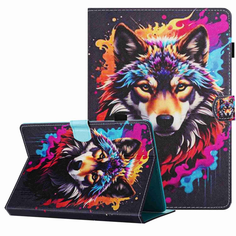For 10 inch Painted Pattern Stitching Leather Tablet Case(Colorful Wolf) - 10 - 11 inch by PMC TechLife | Online Shopping South Africa | PMC TechLife | Buy Now Pay Later Mobicred