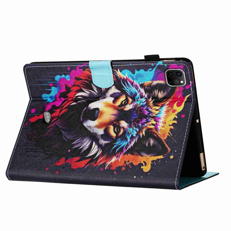 For iPad 11 Pro 2024 / 2020 / Air 4 10.9 Painted Pattern Stitching Smart Leather Tablet Case(Colorful Wolf) - iPad Air (2022) / (2020) 10.9 Cases by PMC Jewellery | Online Shopping South Africa | PMC Jewellery | Buy Now Pay Later Mobicred