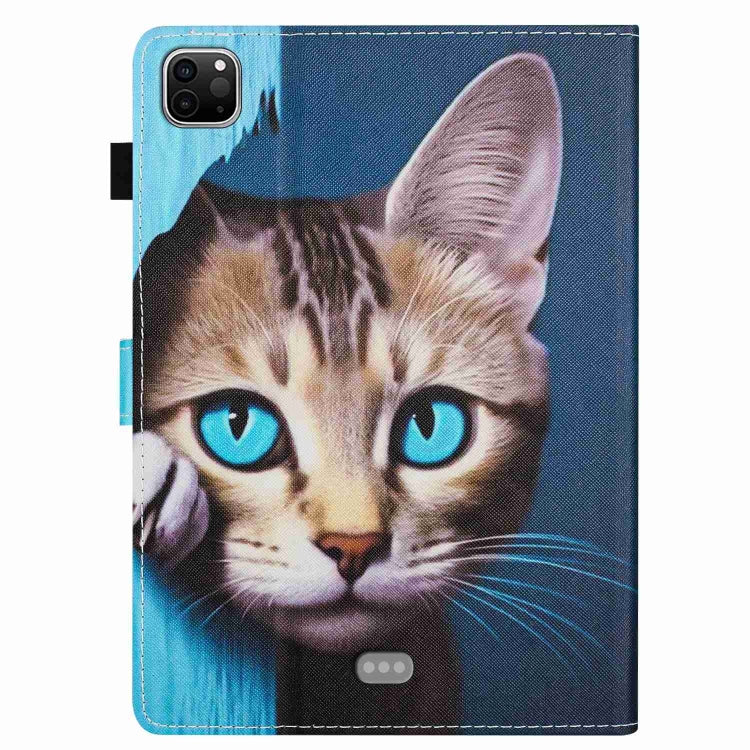For iPad 11 Pro 2024 / 2020 / Air 4 10.9 Painted Pattern Stitching Smart Leather Tablet Case(Blue Cat) - iPad Air (2022) / (2020) 10.9 Cases by PMC Jewellery | Online Shopping South Africa | PMC Jewellery | Buy Now Pay Later Mobicred