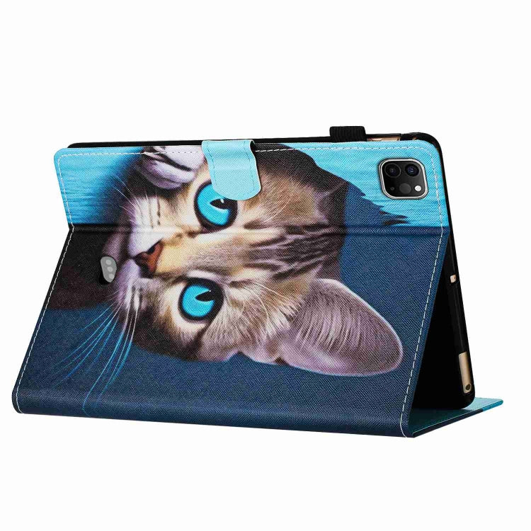 For iPad 11 Pro 2024 / 2020 / Air 4 10.9 Painted Pattern Stitching Smart Leather Tablet Case(Blue Cat) - iPad Air (2022) / (2020) 10.9 Cases by PMC Jewellery | Online Shopping South Africa | PMC Jewellery | Buy Now Pay Later Mobicred