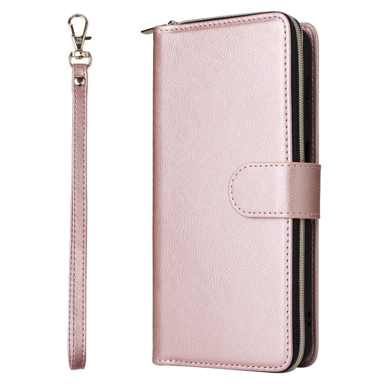 For Samsung Galaxy A15 5G 9-Card Slots Zipper Wallet Bag Leather Phone Case(Rose Gold) - Galaxy Phone Cases by PMC Jewellery | Online Shopping South Africa | PMC Jewellery | Buy Now Pay Later Mobicred