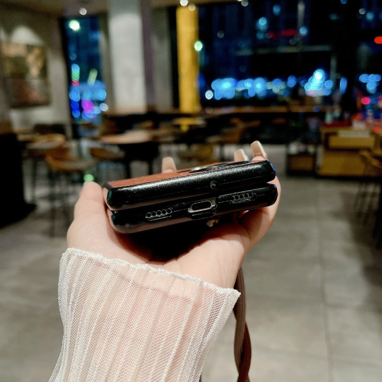 For Huawei P50 Pocket Impression Camellia Pattern Protective Phone Case with Diamond Ring Long Lanyard(Brown) - Huawei Cases by PMC TechLife | Online Shopping South Africa | PMC TechLife