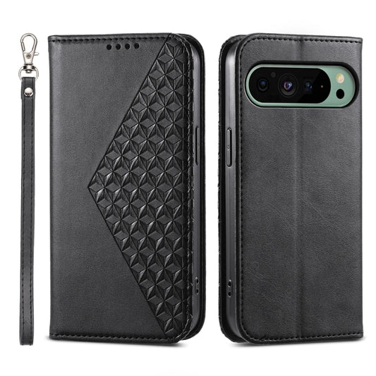 For Google Pixel 9 Cubic Grid Calf Texture Magnetic Leather Phone Case(Black) - Google Cases by PMC Jewellery | Online Shopping South Africa | PMC Jewellery | Buy Now Pay Later Mobicred