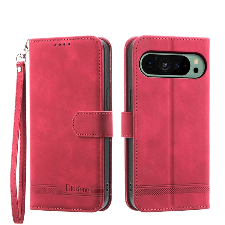 For Google Pixel 9 Dierfeng Dream Line TPU + PU Leather Phone Case(Red) - Google Cases by PMC TechLife | Online Shopping South Africa | PMC TechLife | Buy Now Pay Later Mobicred