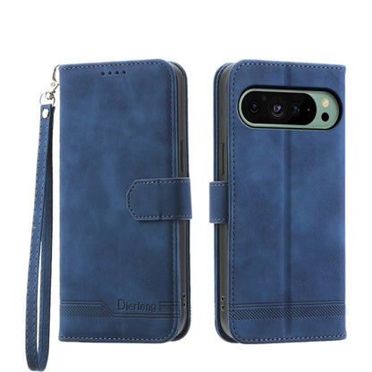 For Google Pixel 9 Dierfeng Dream Line TPU + PU Leather Phone Case(Blue) - Google Cases by PMC Jewellery | Online Shopping South Africa | PMC Jewellery | Buy Now Pay Later Mobicred