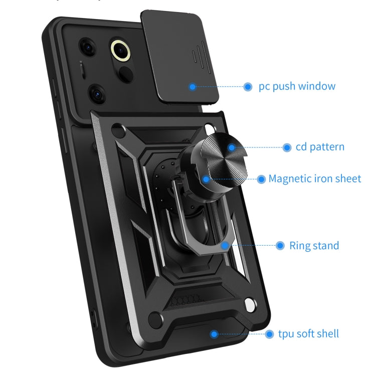 For Tecno Camon 20 Premier Sliding Camera Cover Design TPU+PC Phone Case(Blue) - Tecno Cases by PMC TechLife | Online Shopping South Africa | PMC TechLife