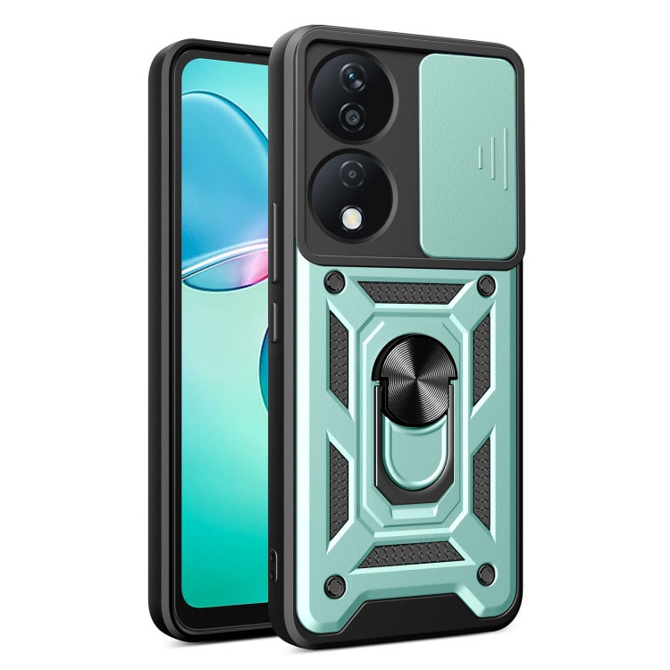 For Honor X7b Sliding Camera Cover Design TPU+PC Phone Case(Green) - Honor Cases by PMC TechLife | Online Shopping South Africa | PMC TechLife | Buy Now Pay Later Mobicred