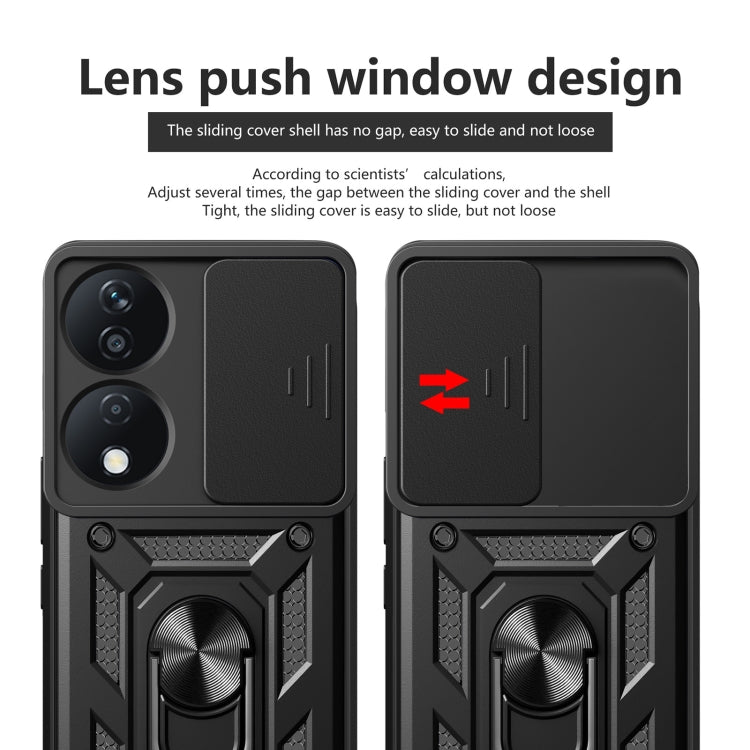 For Honor X7b Sliding Camera Cover Design TPU+PC Phone Case(Gold) - Honor Cases by PMC TechLife | Online Shopping South Africa | PMC TechLife | Buy Now Pay Later Mobicred