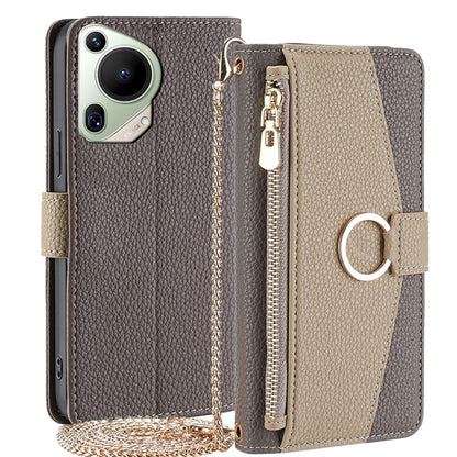 For Huawei Pura 70 Ultra 5G Crossbody Litchi Texture Leather Phone Case(Grey) - Huawei Cases by PMC Jewellery | Online Shopping South Africa | PMC Jewellery | Buy Now Pay Later Mobicred