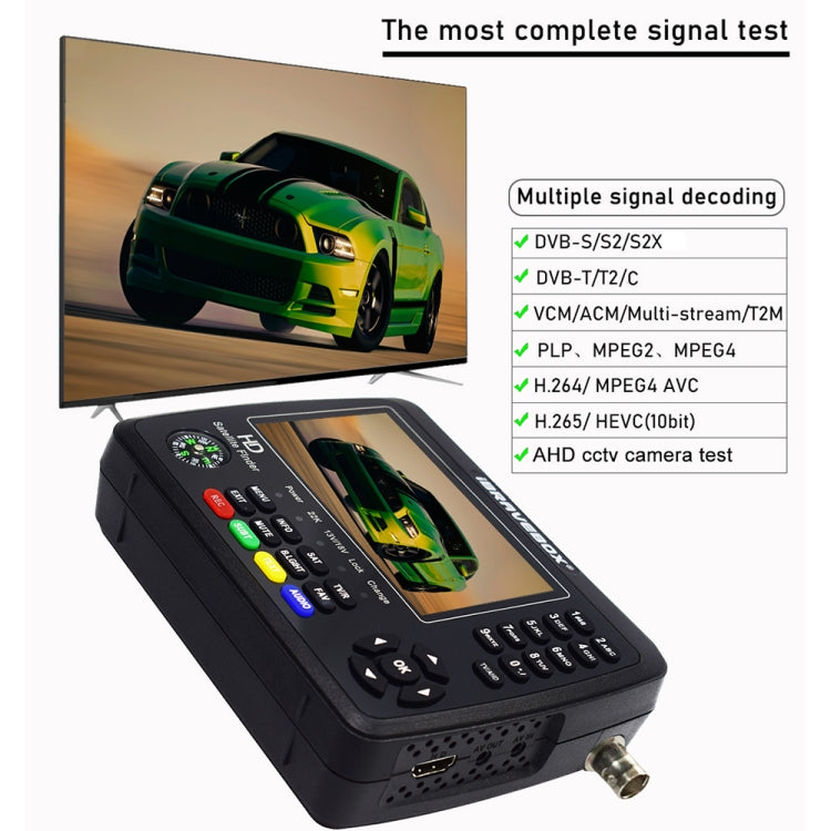 iBRAVEBOX V10 Finder Pro+ 4.3 inch Display Digital Satellite Meter Signal Finder, Support DVB-S/S2/S2X/T/T2/C AHD, Plug Type:UK Plug(Black) - Satellite Finder by PMC Jewellery | Online Shopping South Africa | PMC Jewellery | Buy Now Pay Later Mobicred