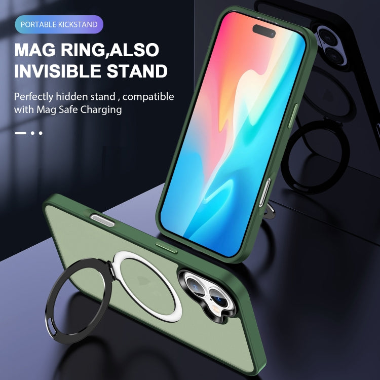 For iPhone 16 Skin-feel MagSafe Holder PC Hybrid TPU Phone Case(Green) - iPhone 16 Cases by PMC Jewellery | Online Shopping South Africa | PMC Jewellery | Buy Now Pay Later Mobicred