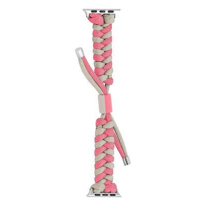 For Apple Watch Ultra 2 49mm Paracord Fishtail Braided Silicone Bead Watch Band(Pink Grey) - Watch Bands by PMC Jewellery | Online Shopping South Africa | PMC Jewellery | Buy Now Pay Later Mobicred