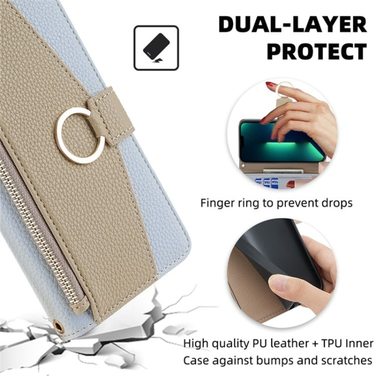 For Sharp Aquos Sense7 Plus Crossbody Litchi Texture Leather Phone Case(Blue) - More Brand by PMC TechLife | Online Shopping South Africa | PMC TechLife | Buy Now Pay Later Mobicred