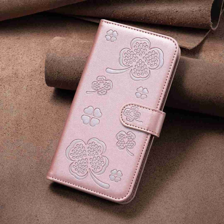 For Xiaomi Redmi Note 13 Pro+ 5G Four-leaf Embossed Leather Phone Case(Pink) - Note 13 Pro+ Cases by PMC Jewellery | Online Shopping South Africa | PMC Jewellery | Buy Now Pay Later Mobicred