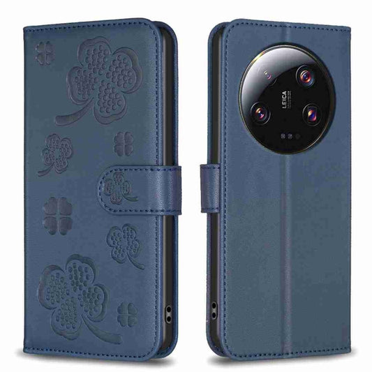 For Xiaomi 13 Ultra Four-leaf Embossed Leather Phone Case(Blue) - 13 Ultra Cases by PMC Jewellery | Online Shopping South Africa | PMC Jewellery | Buy Now Pay Later Mobicred