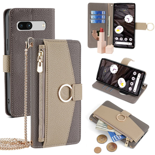 For Google Pixel 7a Crossbody Litchi Texture Leather Phone Case(Grey) - Google Cases by PMC Jewellery | Online Shopping South Africa | PMC Jewellery | Buy Now Pay Later Mobicred